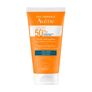Avène Fluide Sans Parfum SPF 50+, visuel relevé sur la page fabricant