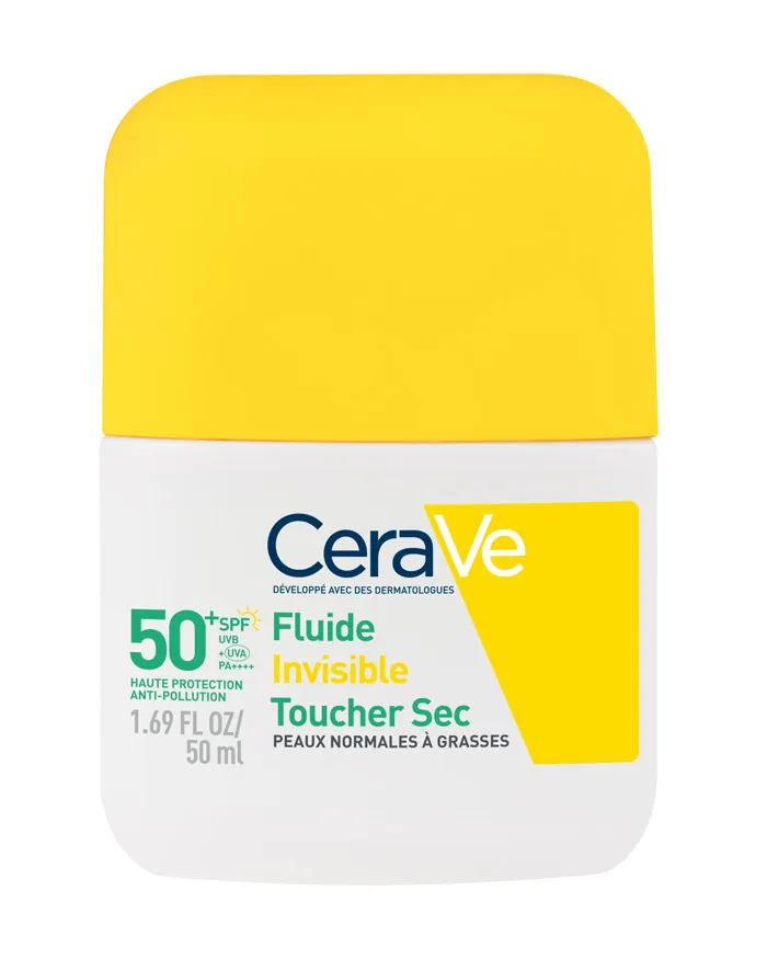 CeraVe Fluide Invisible Toucher Sec, visuel relevé sur la page fabricant